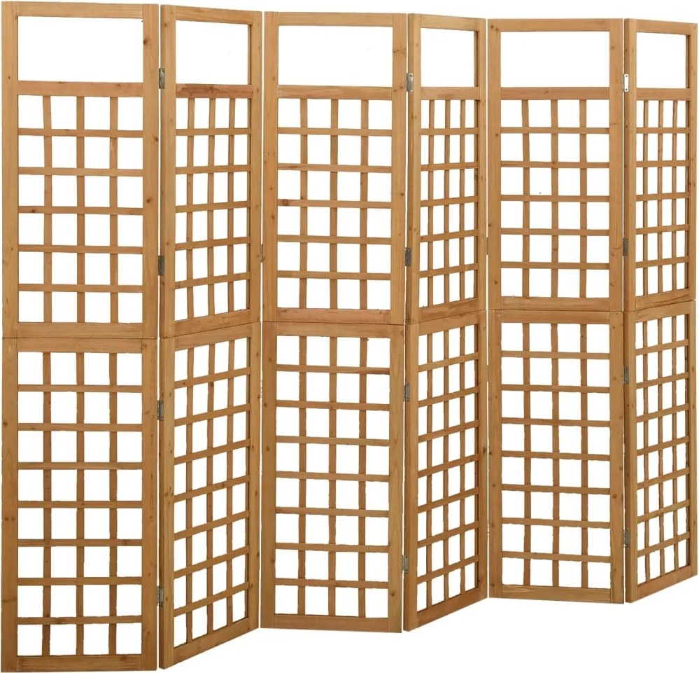 vidaXL 6 paneles tömör fenyőfa térelválasztó/lugasrács 242,5 x 180 cm