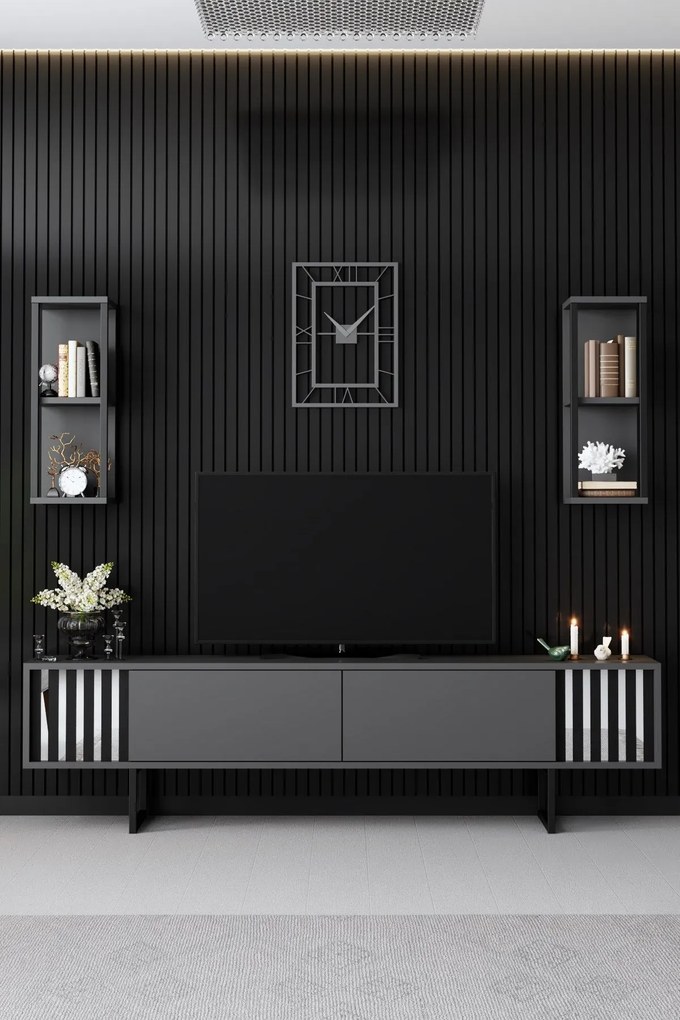 TV szekrény Chrome Line - Anthracite, Black