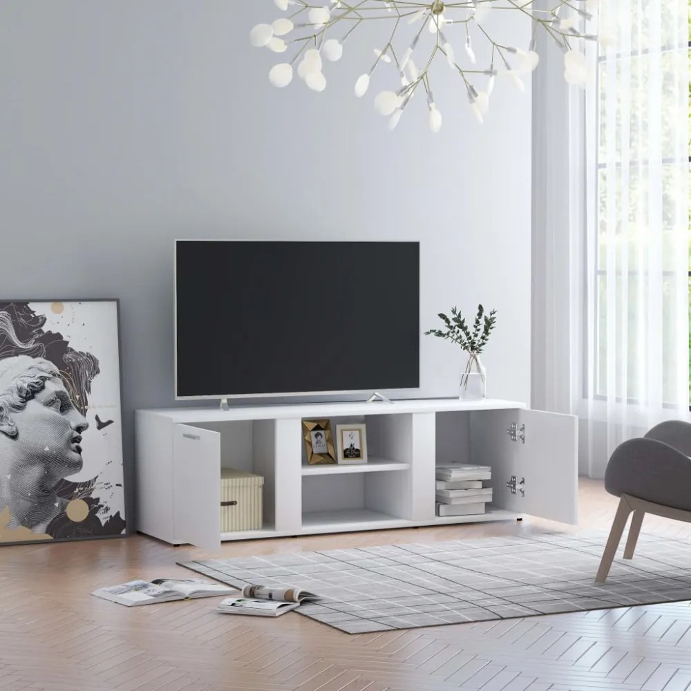 fehér szerelt fa TV-szekrény 120 x 34 x 37 cm
