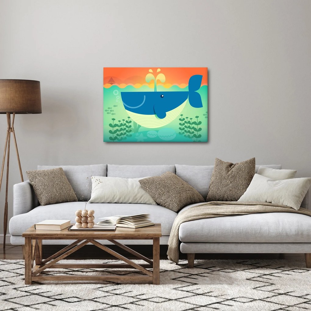 Kép - Vidám bálna a tengerben (70x50 cm)