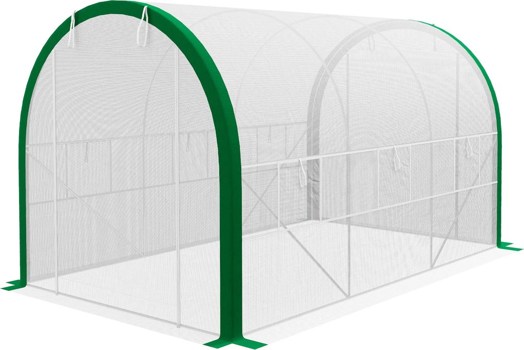Outsunny Üvegház 3,58 x 2,1 x 2,1 m Alagútuvegház Rolós Ajtóval, Ablakos Növényház Paradicsomhoz Kertbe, Erkélyre, Galvanizált Acél, Fehér | Aosom