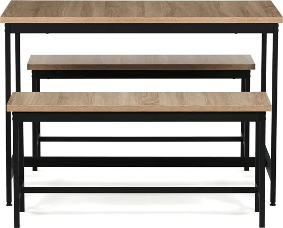 Étkezőgarnitúra 2 paddal, 110x60x75 cm méretben, MDF kivitelben, tölgy színben OAK