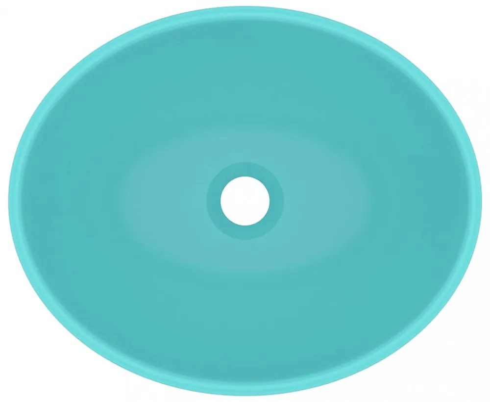 vidaXL ovális matt világoszöld kerámia luxus mosdókagyló 40 x 33 cm