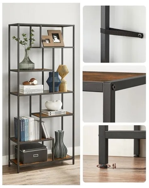 NAVARO könyvespolc barna/fekete