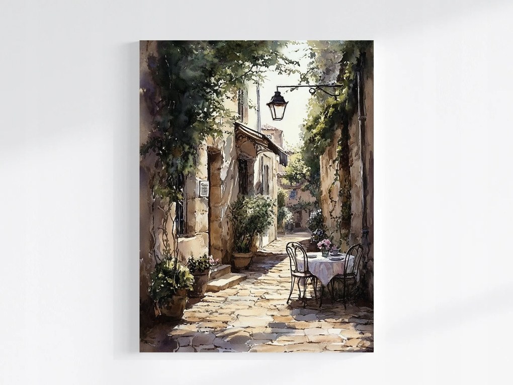 Vászonkép Canvas Város Dél Utca Macskakövek Házak Kávézó 60x80