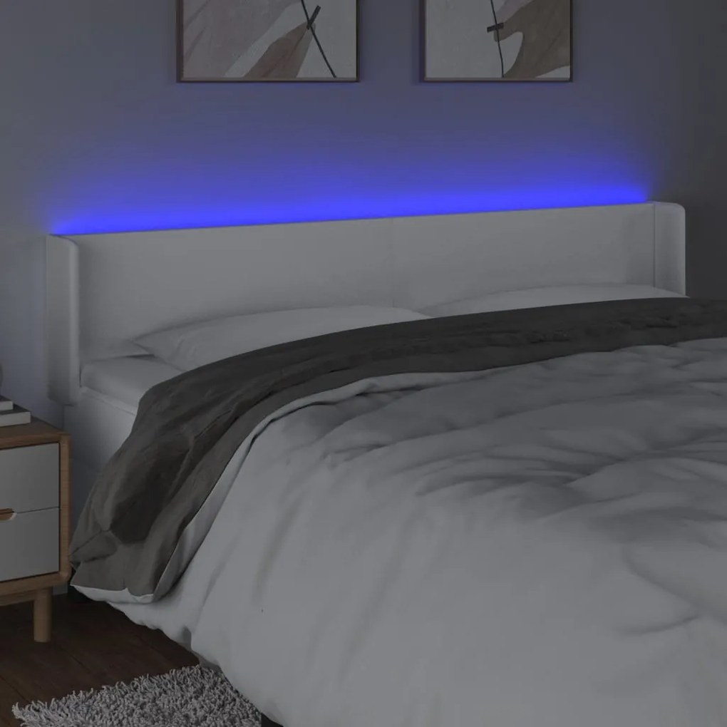 fehér műbőr LED-es fejtámla 183x16x78/88 cm