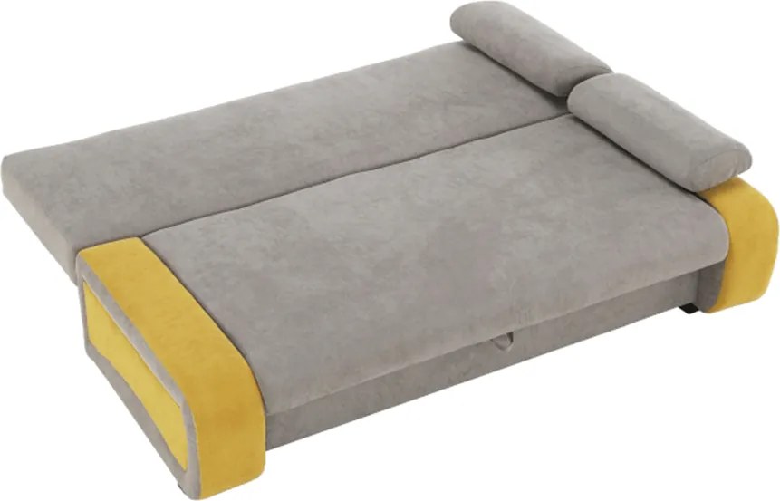 Kinyitható kanapé, szürke-barna/sárga, BOLIVIA