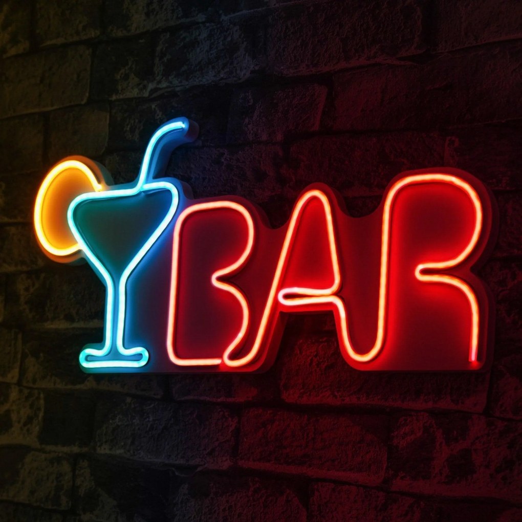 Műanyag LED-es fali dekoráció, Bar - Multicolor
