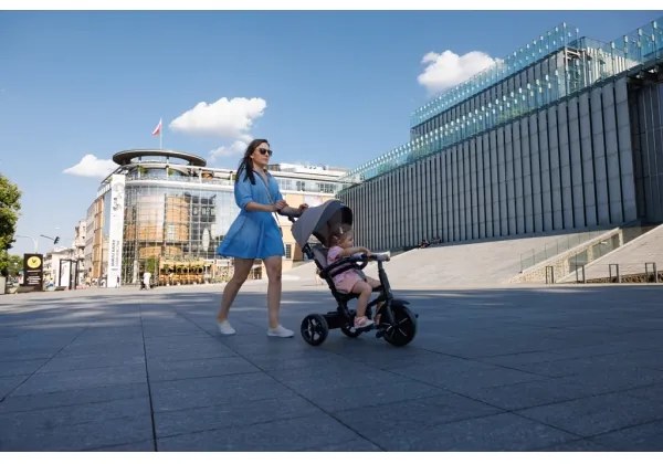 QPlay - Gyermek tricikli 3in1 RITO STAR világos szürke