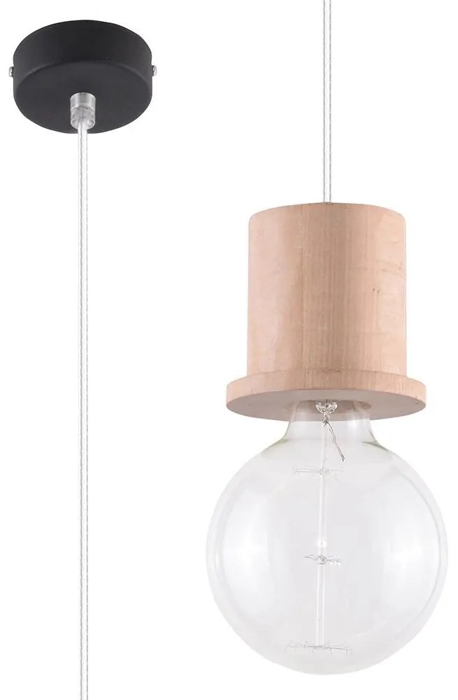 Sollux Csillár zsinóron MILO 1xE27/60W/230V natúr fa SLX0172