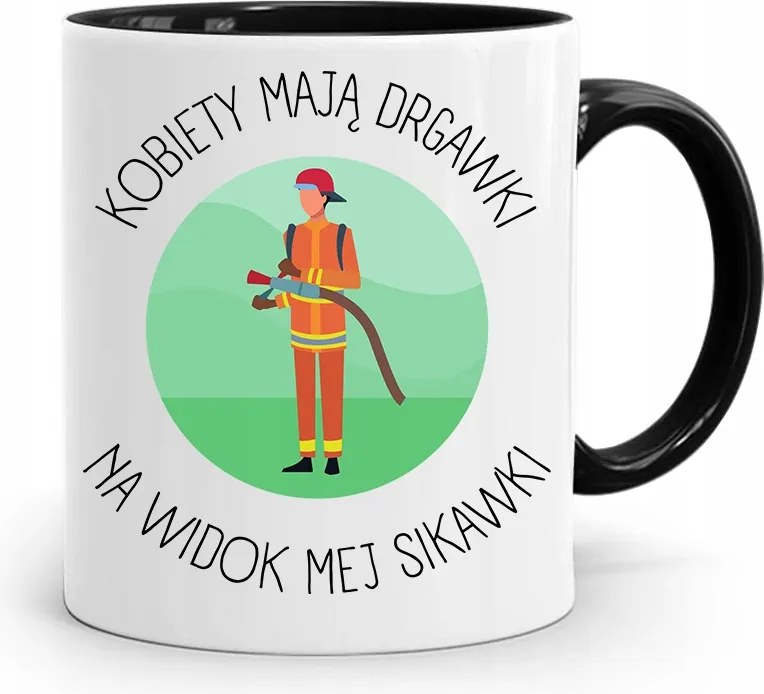 Fekete Bögre Tűzoltó Nőknek Görcsökkel, fényképes nyomtatással