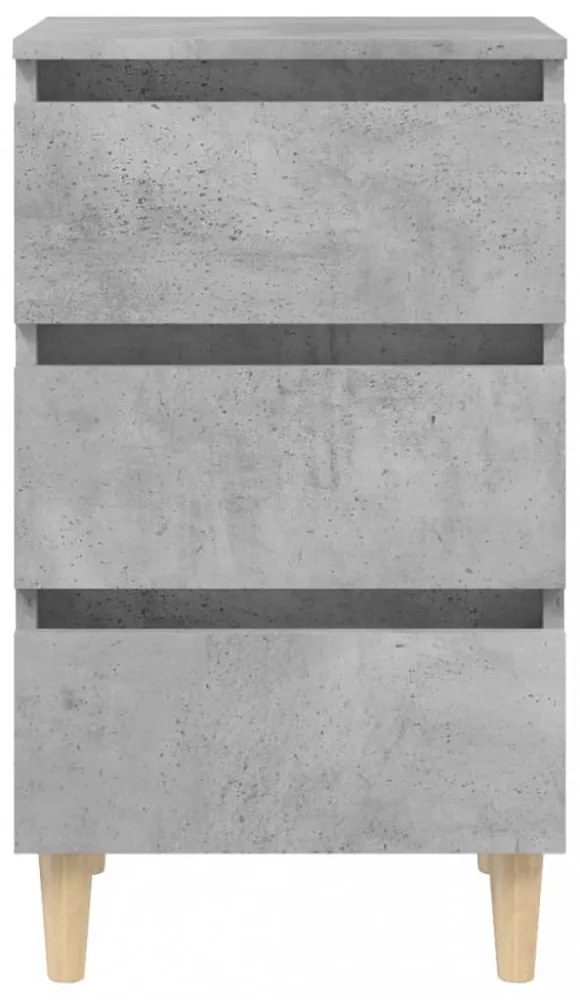 betonszürke éjjeliszekrény tömör fa lábakkal 40 x 35 x 69 cm