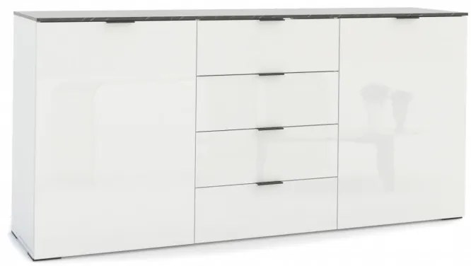 Stone 4 fiókos, 2 ajtós komód fehér 180cm