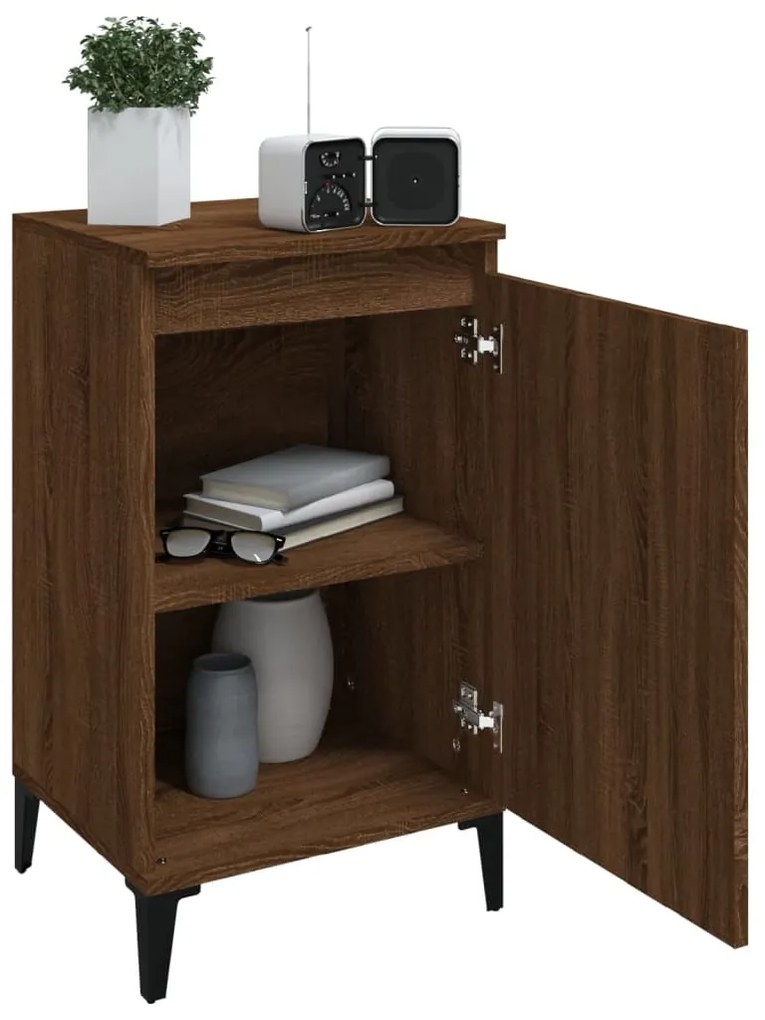 2 db barna tölgyszínű szerelt fa éjjeliszekrény 40x35x70 cm