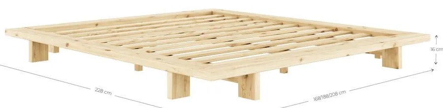 Fekete franciaágy fenyőfából, ráccsal 160x200 cm Japan - Karup Design