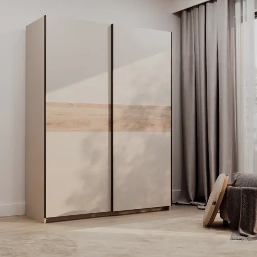 BERNO ruhásszekrény, 150 cm | Kasmír + Jackson hickory tölgy