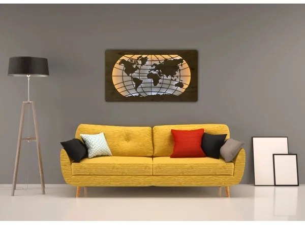 Li-Go 4868/DUB2 - LED fali dekoráció LED/24W/230V 110x60 cm tölgy/világtérkép