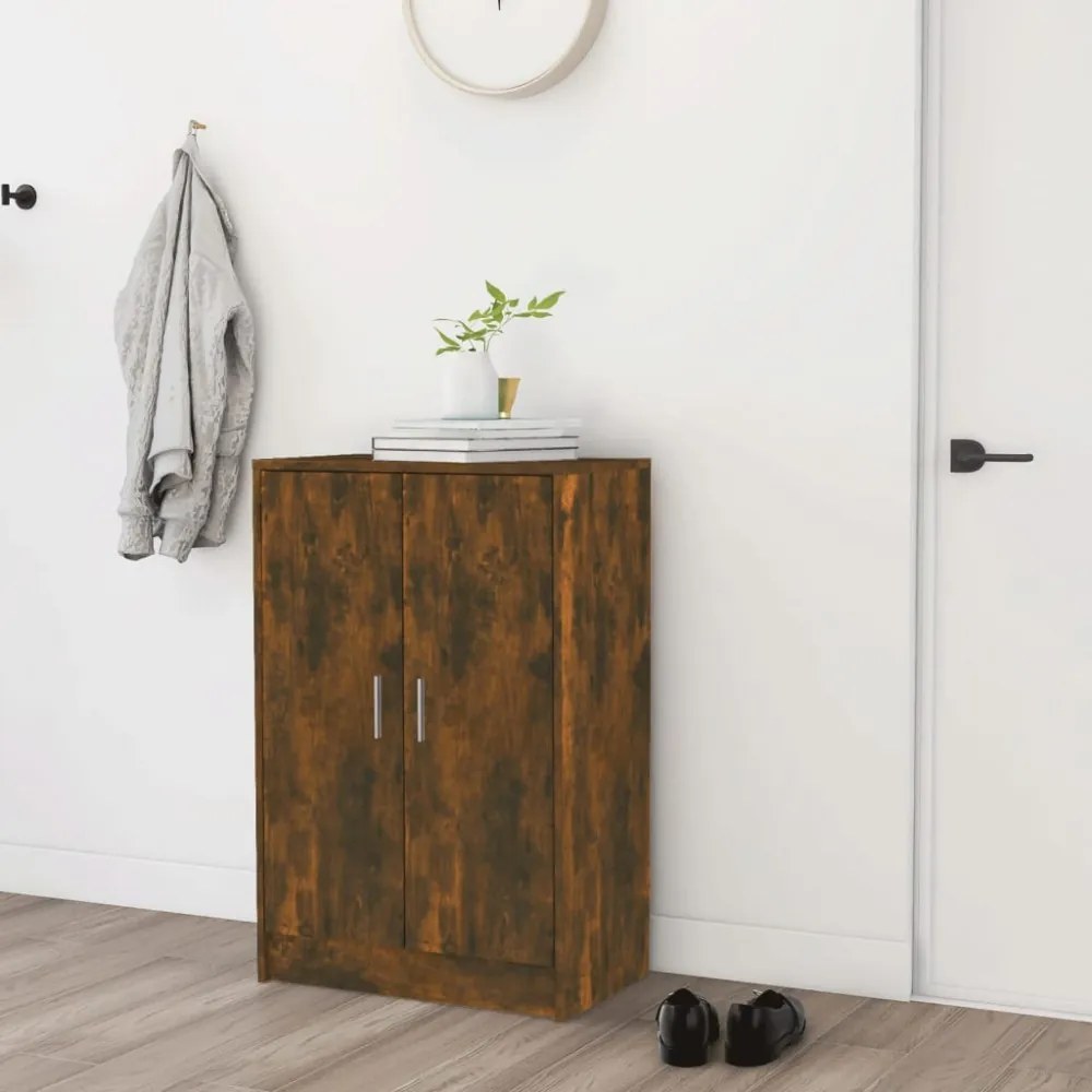 füstös tölgy színű szerelt fa cipősszekrény 60 x 35 x 92 cm