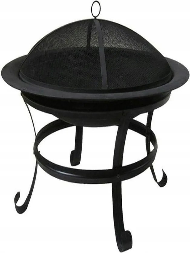 Acél kerti tűztér 75 cm-es fedéllel Grill kerti kokszoló
