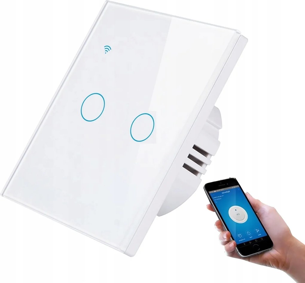 Érintőkapcsoló Üveg Lámpa 2 Ch Wifi Nélkül N Vagy Z N Tuya Smart Fehér
