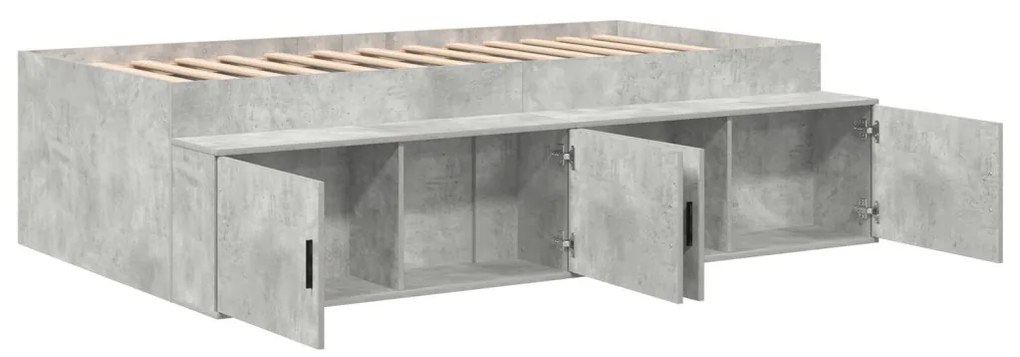 Ágykeret tárolóval tárolóval Beton szürke 75 x 190 cm Faanyag