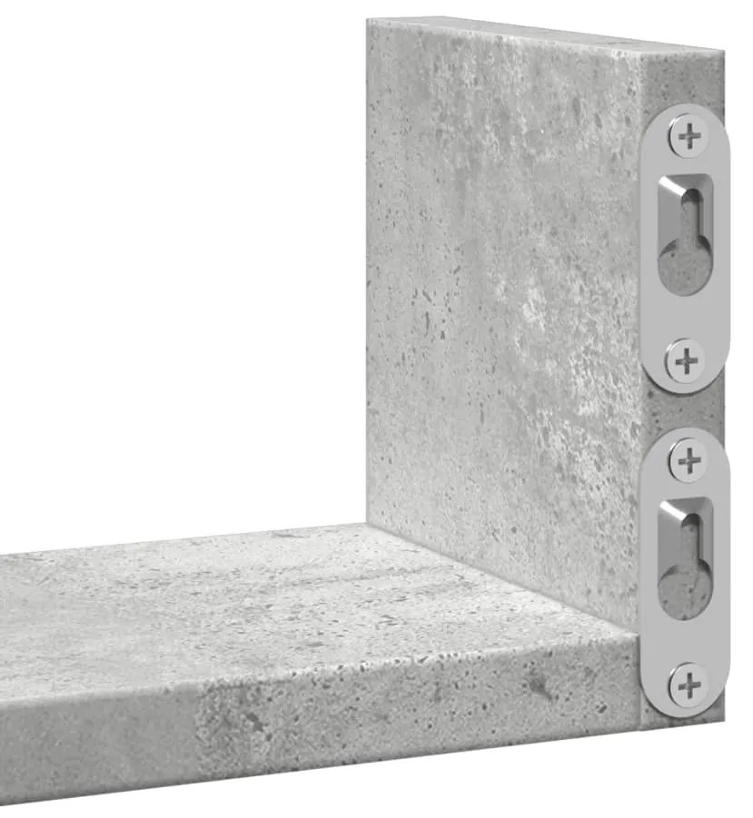 3 db betonszürke szerelt fa fali polc