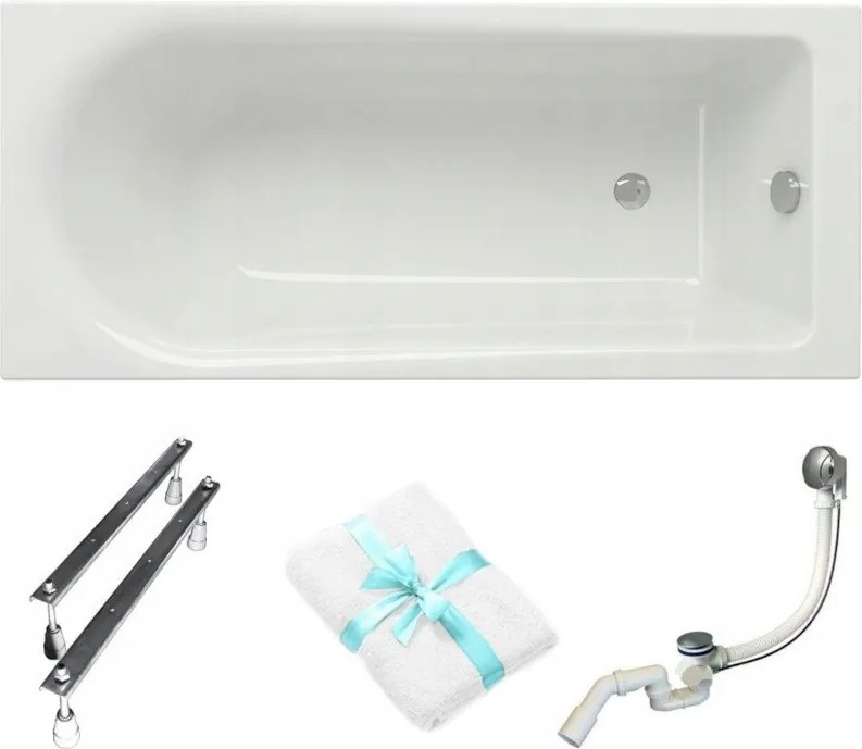 Flavia téglalap alakú akril kád Cersanit 170x70 lábszifon törölköző