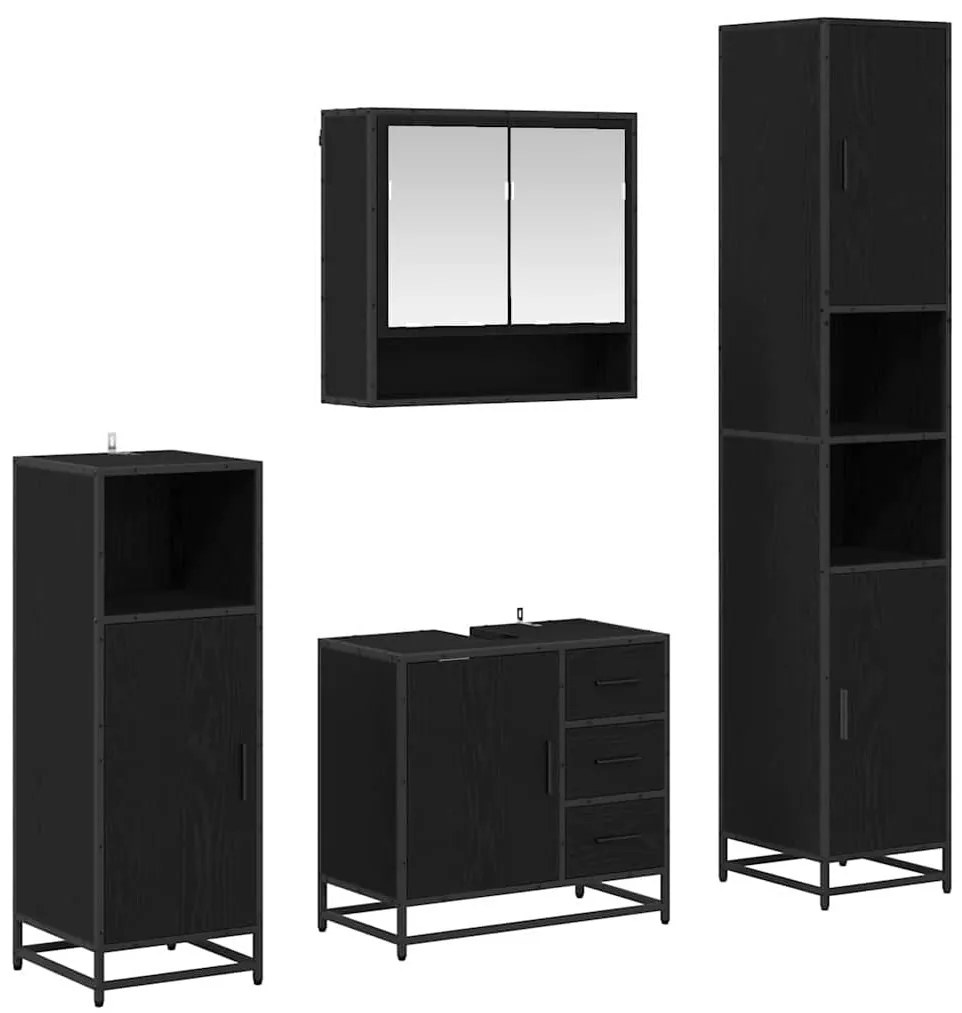Fürdőszoba bútor szett 4 pcs Musta tammi 35 x 37.5 x 188.5 cm