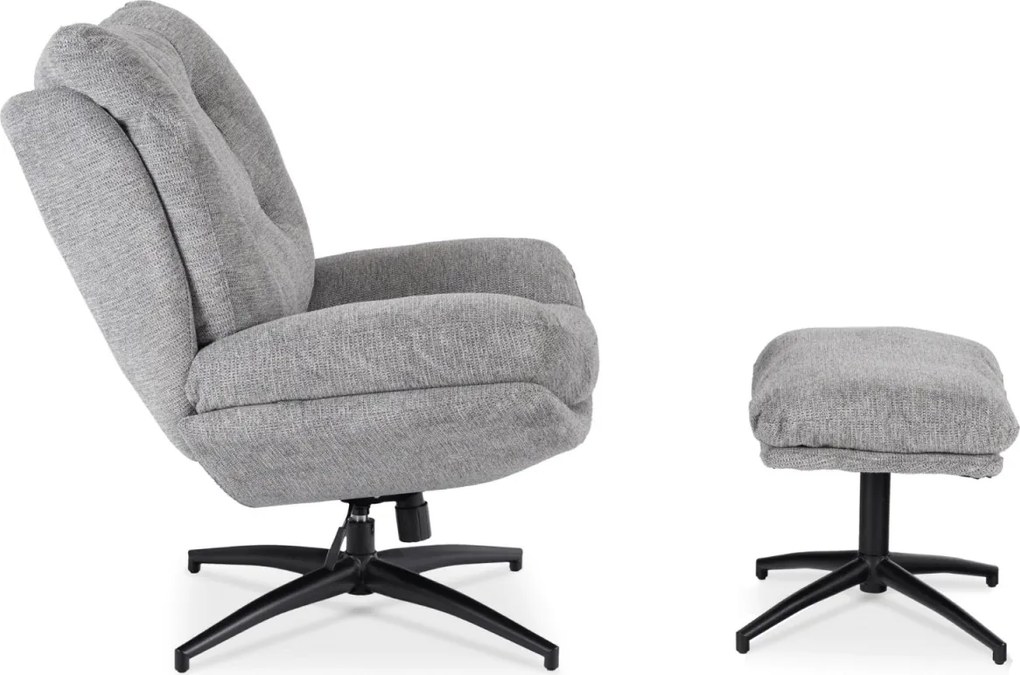 Forgó pihenőfotel lábtartóval szürke, FREMONT