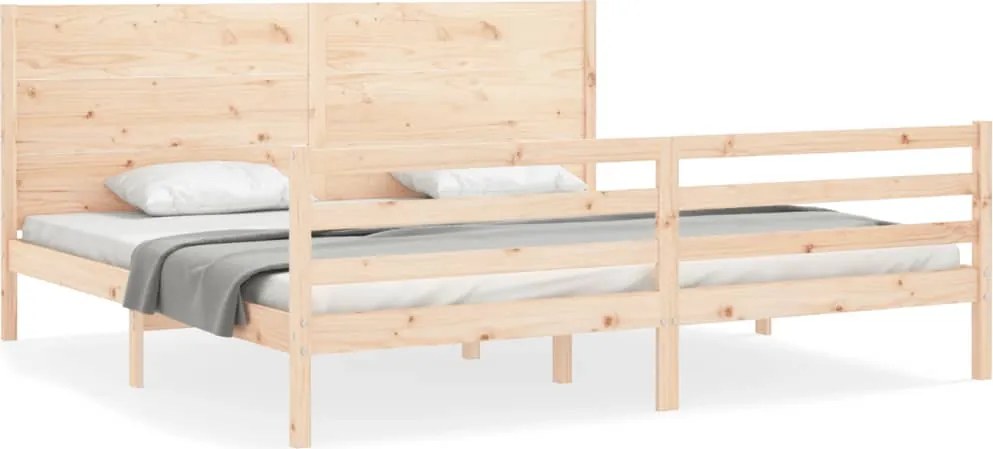 vidaXL tömör fa ágykeret fejtámlával 200 x 200 cm