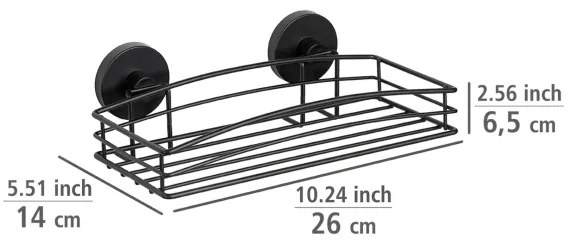 WENKO 24732100 - VACUUM-LOC kerek polc, 26 x 14 cm, fekete