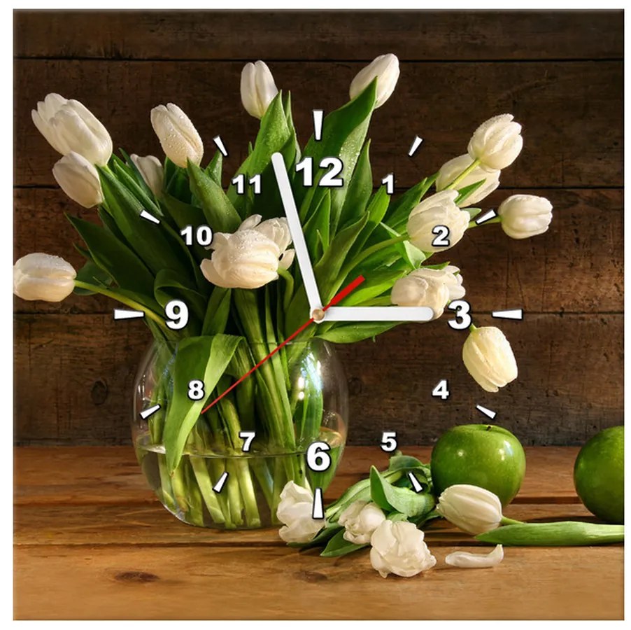 Gario Órás falikép Elbuvölo fehér tulipánok Méret: 100 x 40 cm