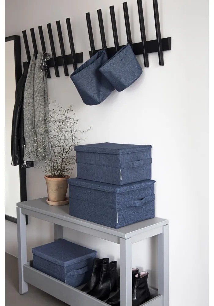 Kék fedeles textil tárolódoboz 35x26x19 cm Soft Storage – Bigso