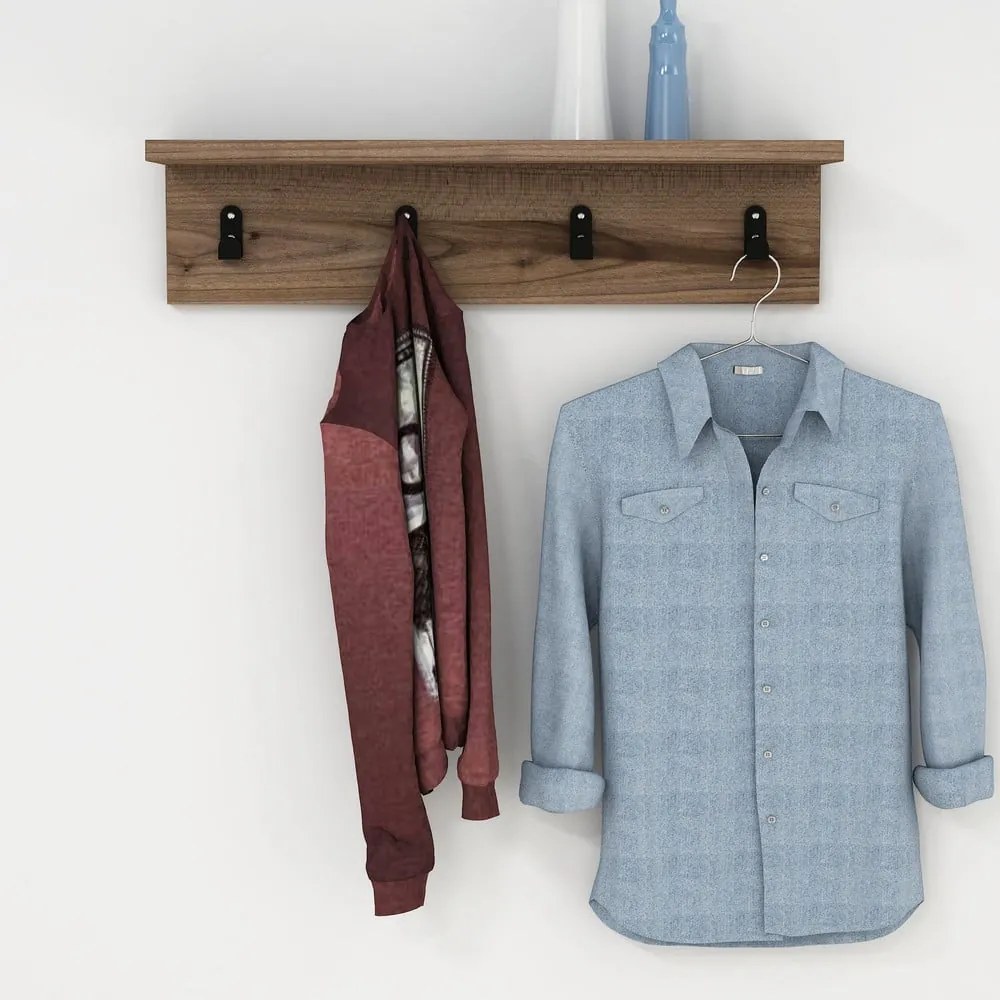 Ayla sötétbarna polc 4 akasztóval