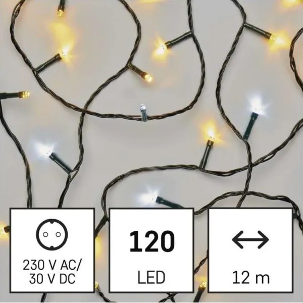 LED Karácsonyi kültéri lánc 120xLED/17m IP44 meleg/hideg fehér
