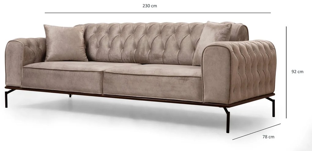 Design 3-személyes kanapé Tamarice 230 cm krém