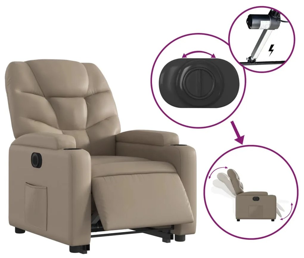 vidaXL elektromos kávészínű műbőr felállást segítő dönthető fotel