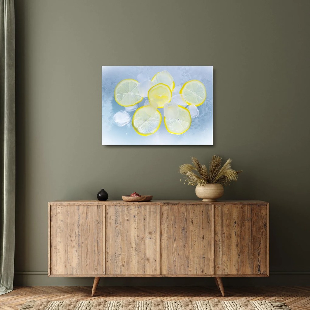 Citrom a jégben képe (üvegen) (70x50 cm)