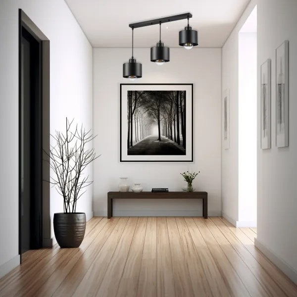 Csillár zsinóron 3xE27/35W/230V fekete