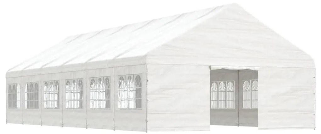 fehér polietilén pavilon tetővel 13,38 x 5,88 x 3,75 m
