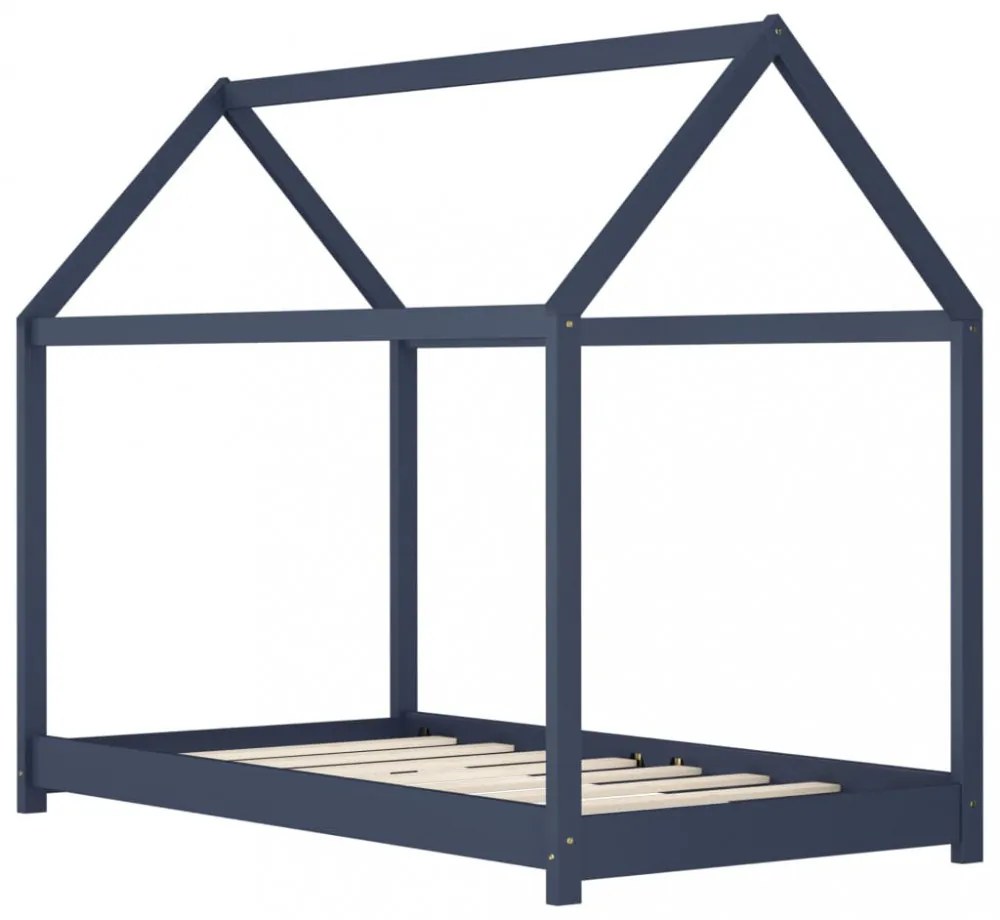 szürke tömör fenyőfa gyerekágy-keret 70 x 140 cm