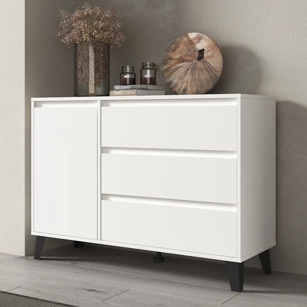 Komód, fehér, BOGAN NEW 1D3S