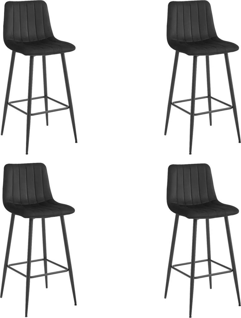 Bárszék POZZA VELVET fekete lábakkal, fekete