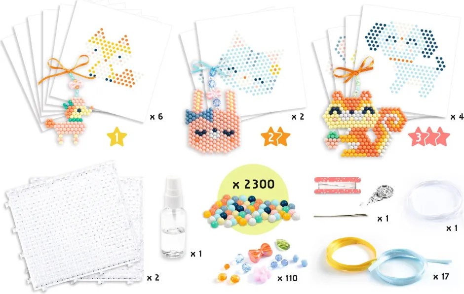 Artistic Aqua - Vizes gyöngykirakó készlet, Bundás barátok - Furry friends