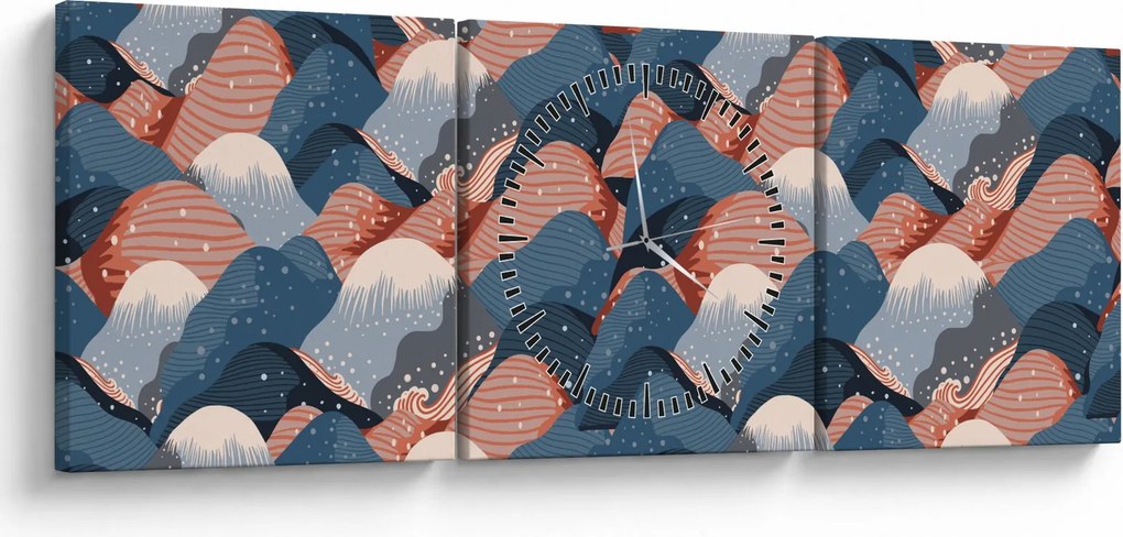 Kép - Hullámok és dombok (órával) (90x30 cm)