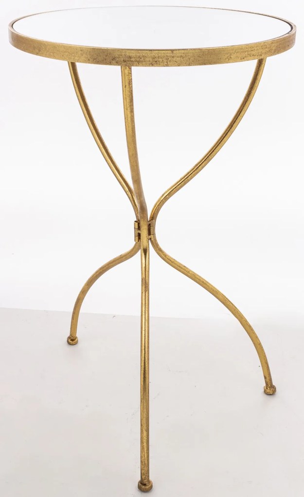 Design fém antikolt körasztal, márvány hatású asztallap 64.5x40x40cm