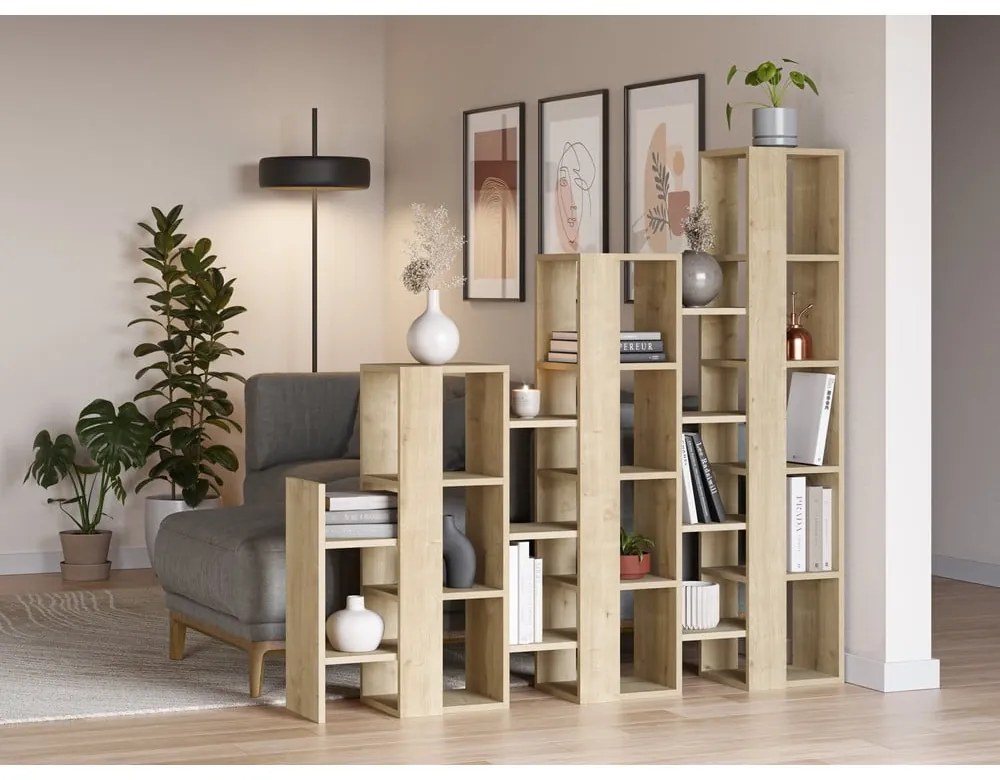 Natúr színű polcos állvány tölgyfa dekorral 158x151 cm Anissa – Marckeric