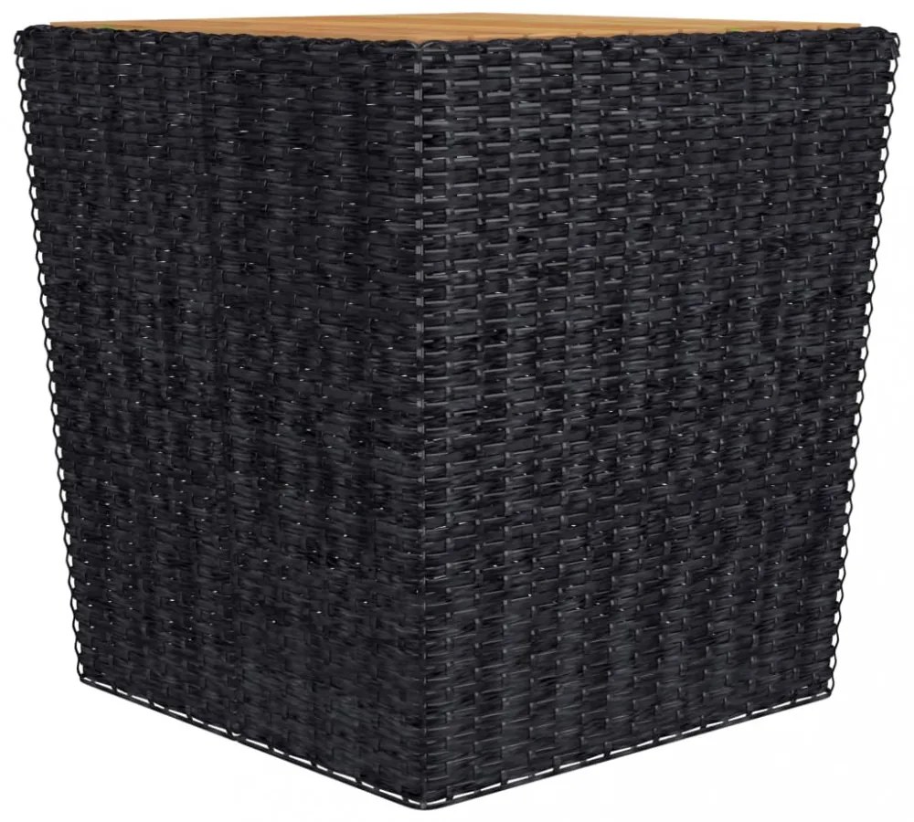 3 részes fekete polyrattan és akácfa bisztrószett