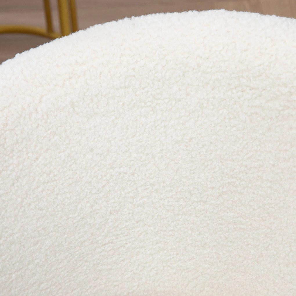 Vinsetto Teddy Fleece Ergonomikus Irodai Szék, Sminkasztal Szék, Forgószék Magasságállítással, Párnázott Ülés, Arany Acél Alap, Irodába, Nappaliba, Há