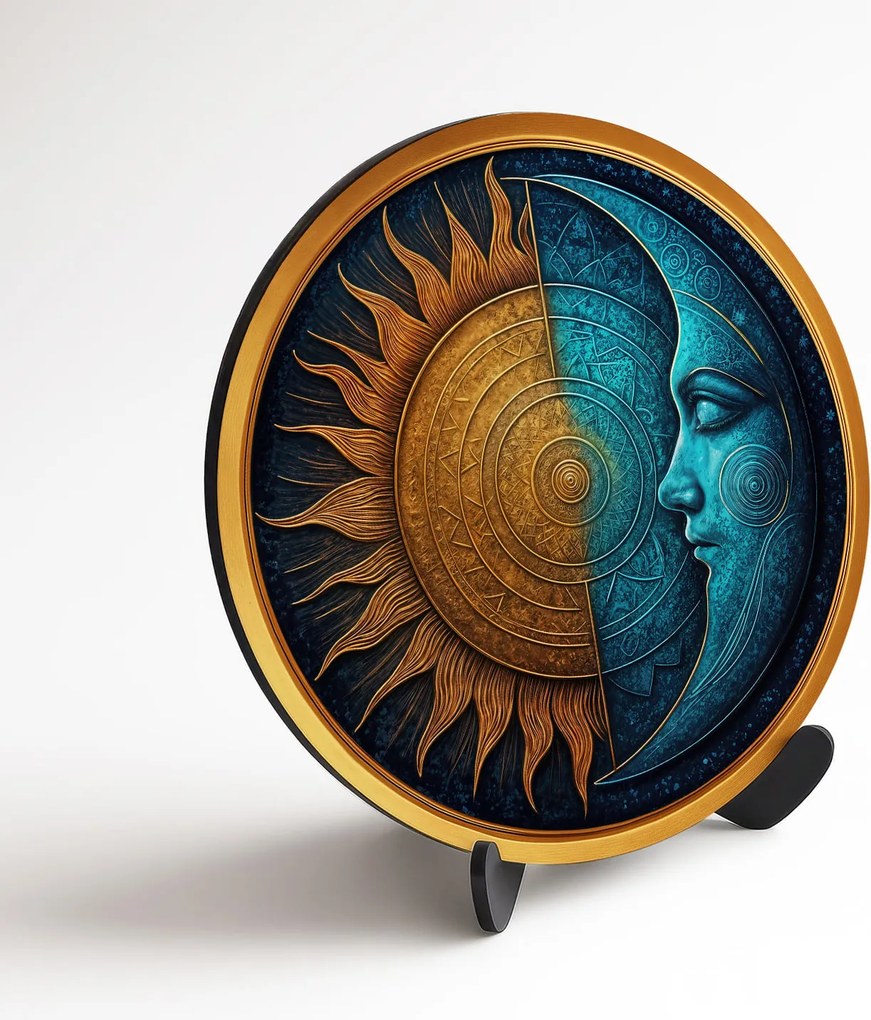 DUBLEZ | Fából készült kép - Nap és Hold